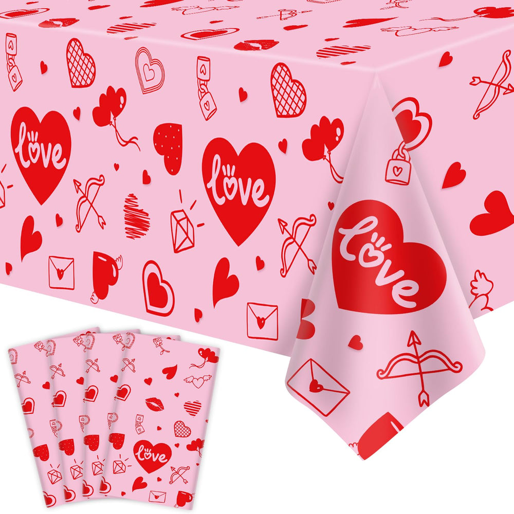 Dvaorc love-hearts pink pattern tablecloth, ideal for romantic Valentine’s Day dining.