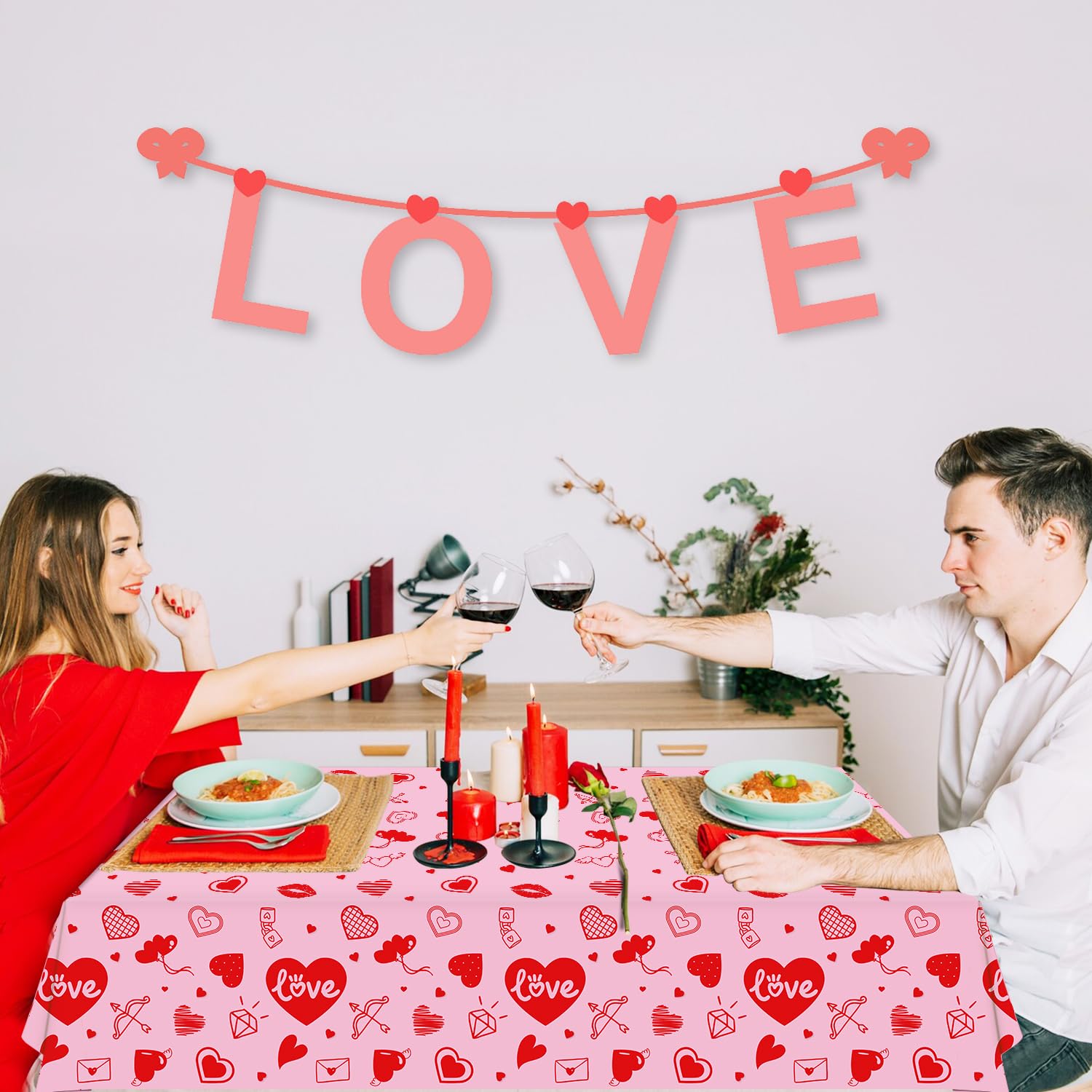 Dvaorc Valentines four-pack tablecloths for festive party decor.
