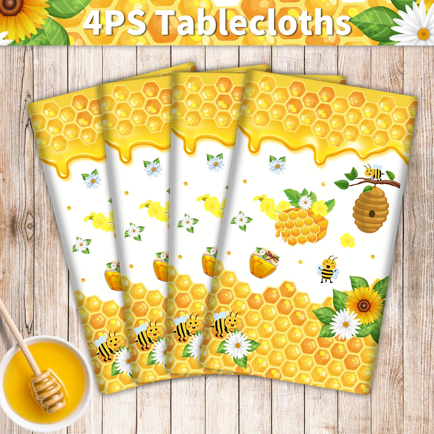 Dvaorc yellow bee day tablecloth non-toxic and family-friendly for kid-friendly events