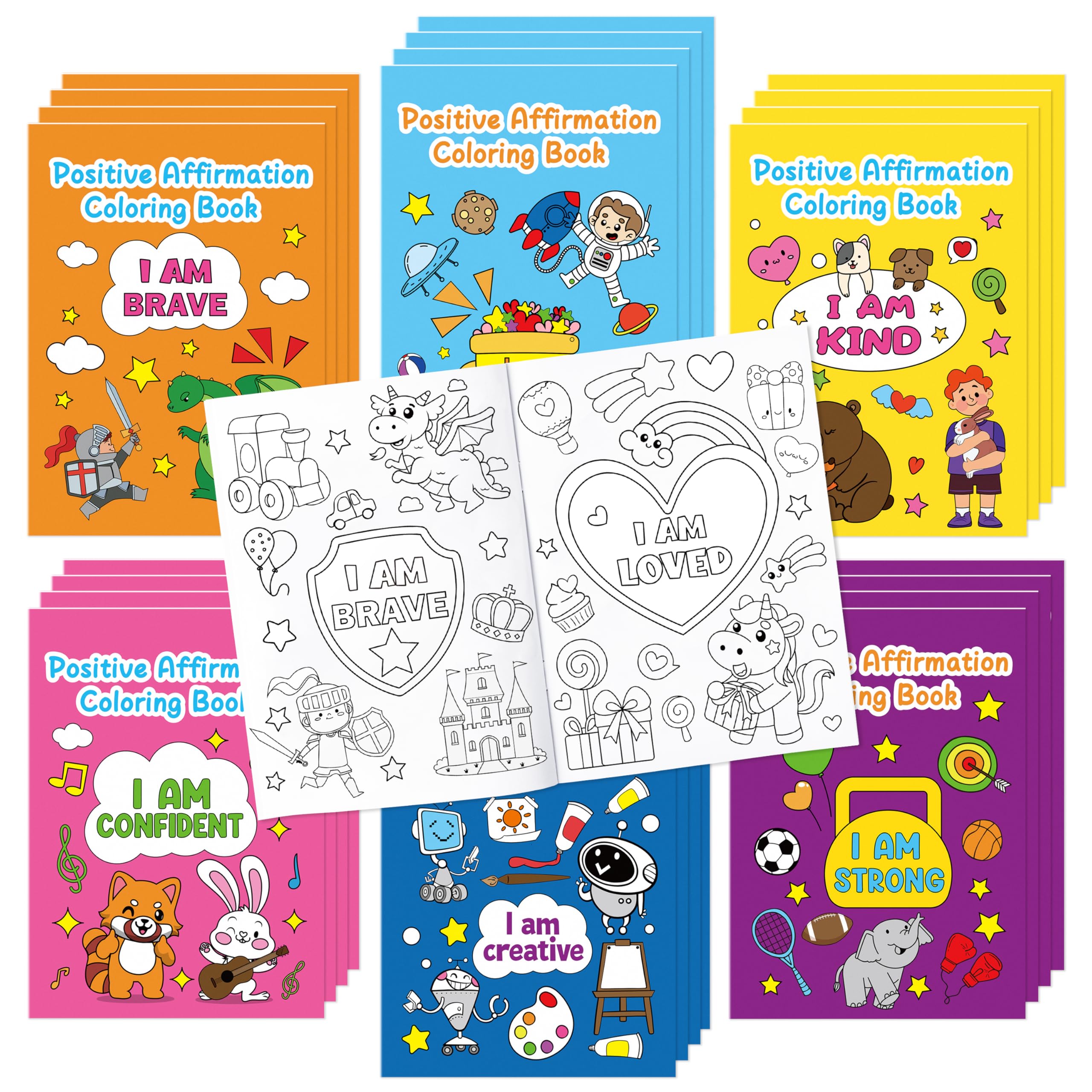 Dvbonike 24pcs affirmation coloring cover showcases bold statements to spark confidence.