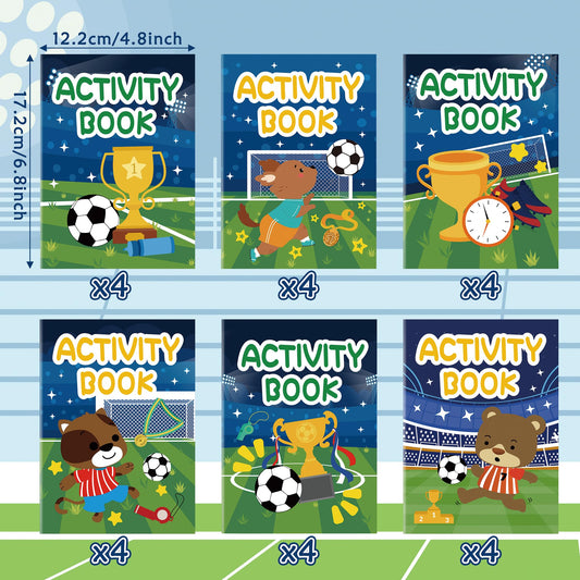 Dvbonike soccer activity books six covers spread with kids coloring mini games for classroom rewards