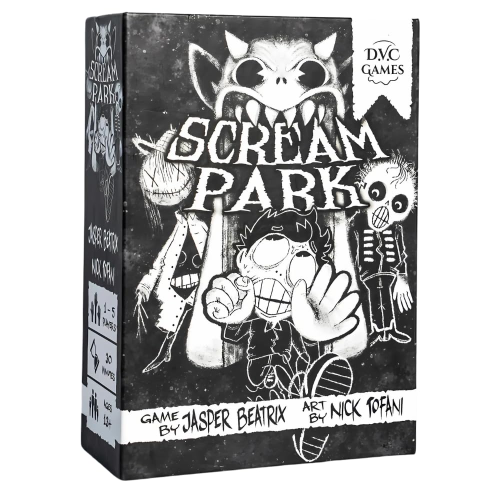 DVC Games Scream Park box art shows the haunted setup for game nights.