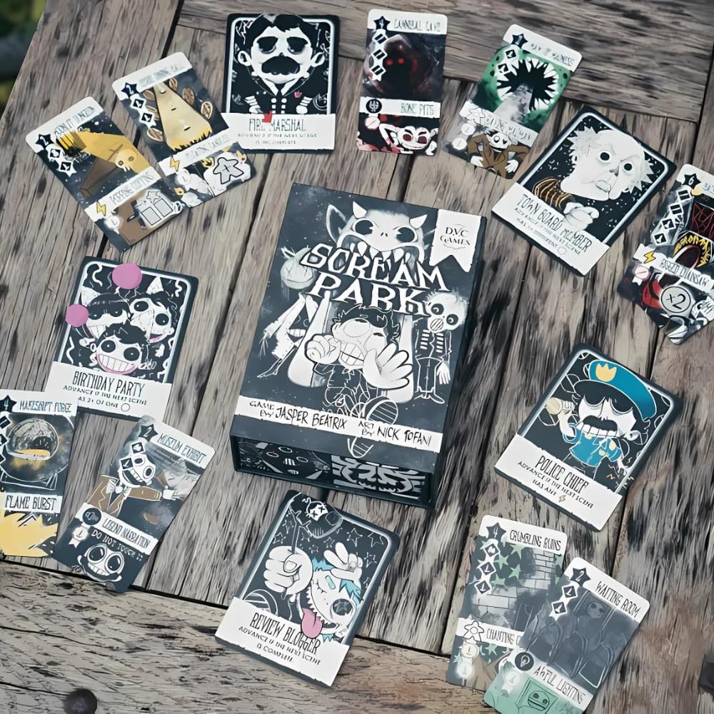 DVC Games Scream Park draft board captures the core drafting mechanic for strategy.