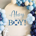 Dvehdbay Ahoy Its a Boy arch backdrop decal featuring playful life-ring O for nautical parties.
