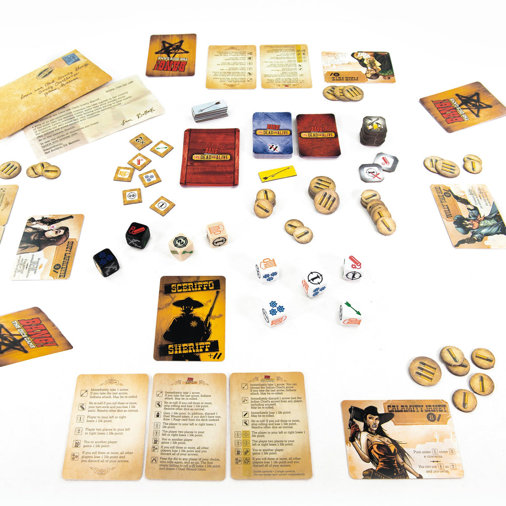 dV Giochi Bang Dice Explosion box back shows expansions and modules.