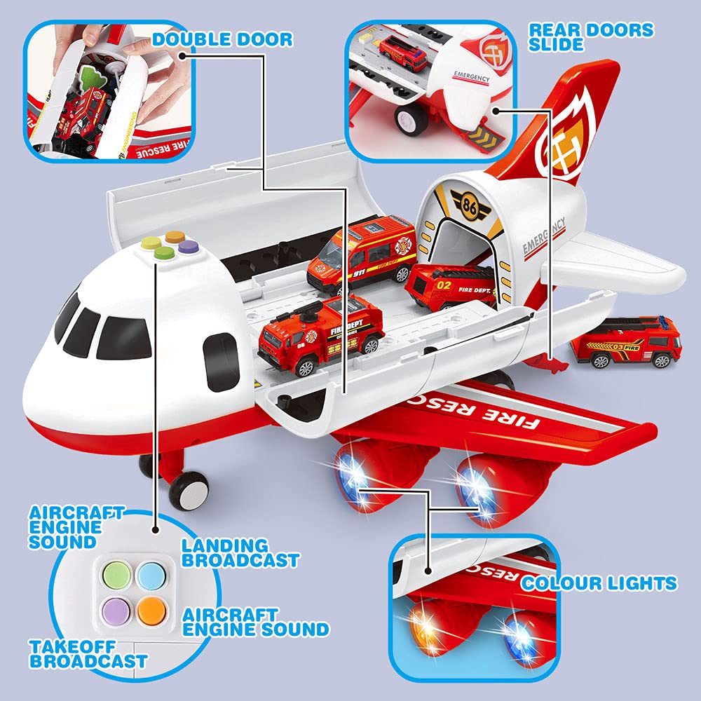 Dwi Dowellin airplane playset lights and sounds enhance screen-free pretend scenarios.