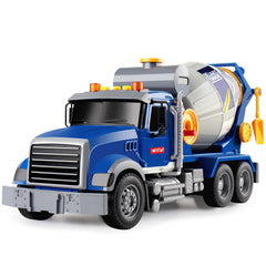 Dwi Dowellin cement mixer truck front view with lights, durable toddler-friendly design.