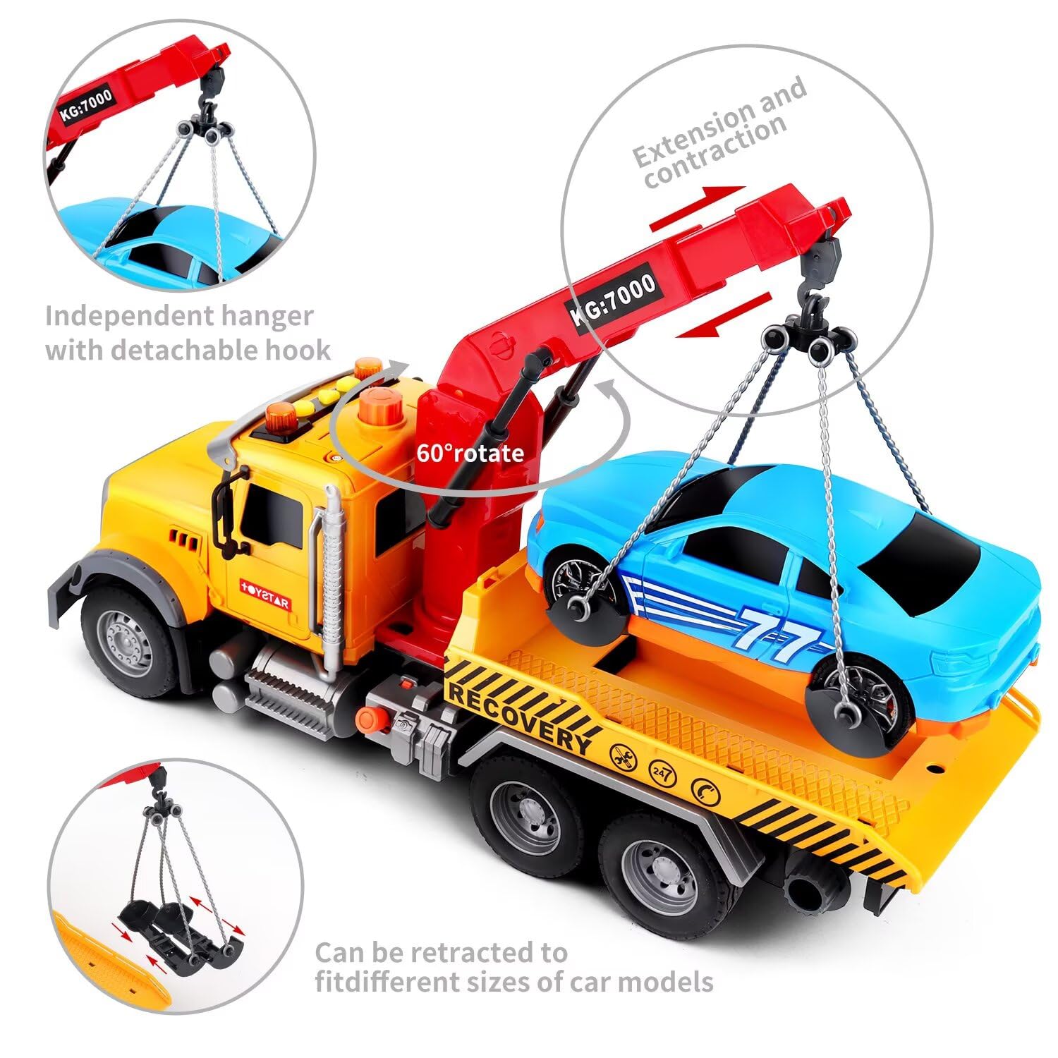 Extendable arm and moving winch enhance interactive role play.