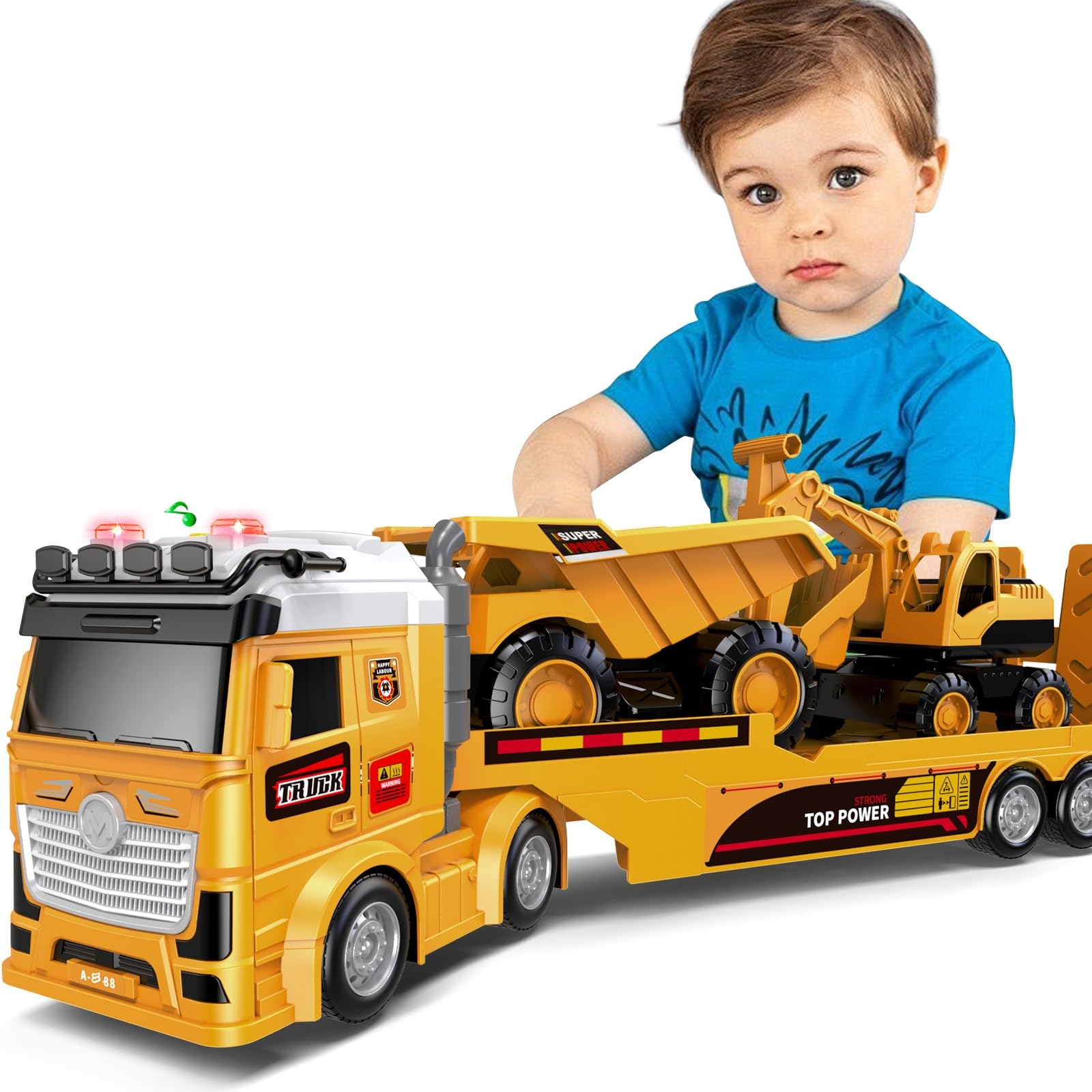 DWIRCTOYS 25-inch construction truck for immersive pretend play and coordination.