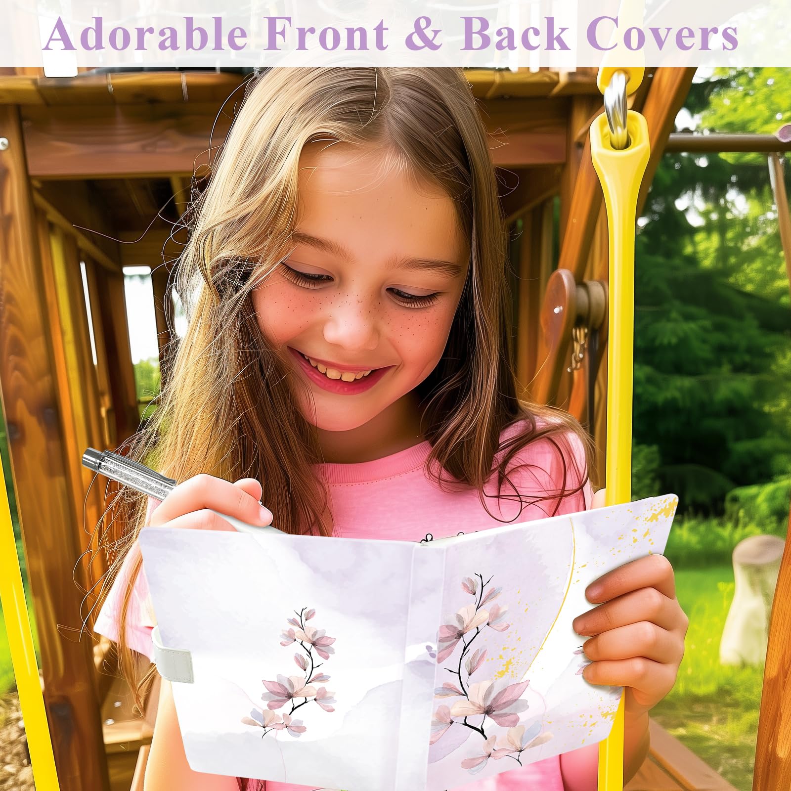 DWIYITTN Floral Journal with included pen supports smooth on-the-go notes.