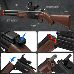 DWMTGS shotgun with soft bullets reducing impact during play