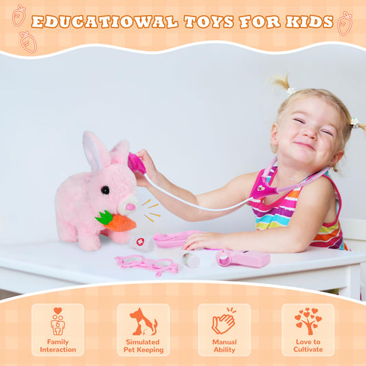 DWMTGS vet play set with pet cage and bunny for pretend adventures.
