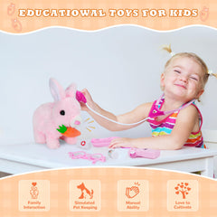 DWMTGS vet play set with pet cage and bunny for pretend adventures.