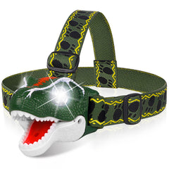 DX DA XIN dinosaur headlamp with T-Rex on head for kids outdoor adventures