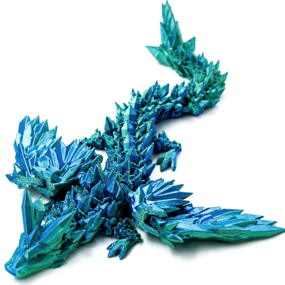 Dxldfks 3D Printed Dragon with Wings in blue green gradient for vibrant desk decor