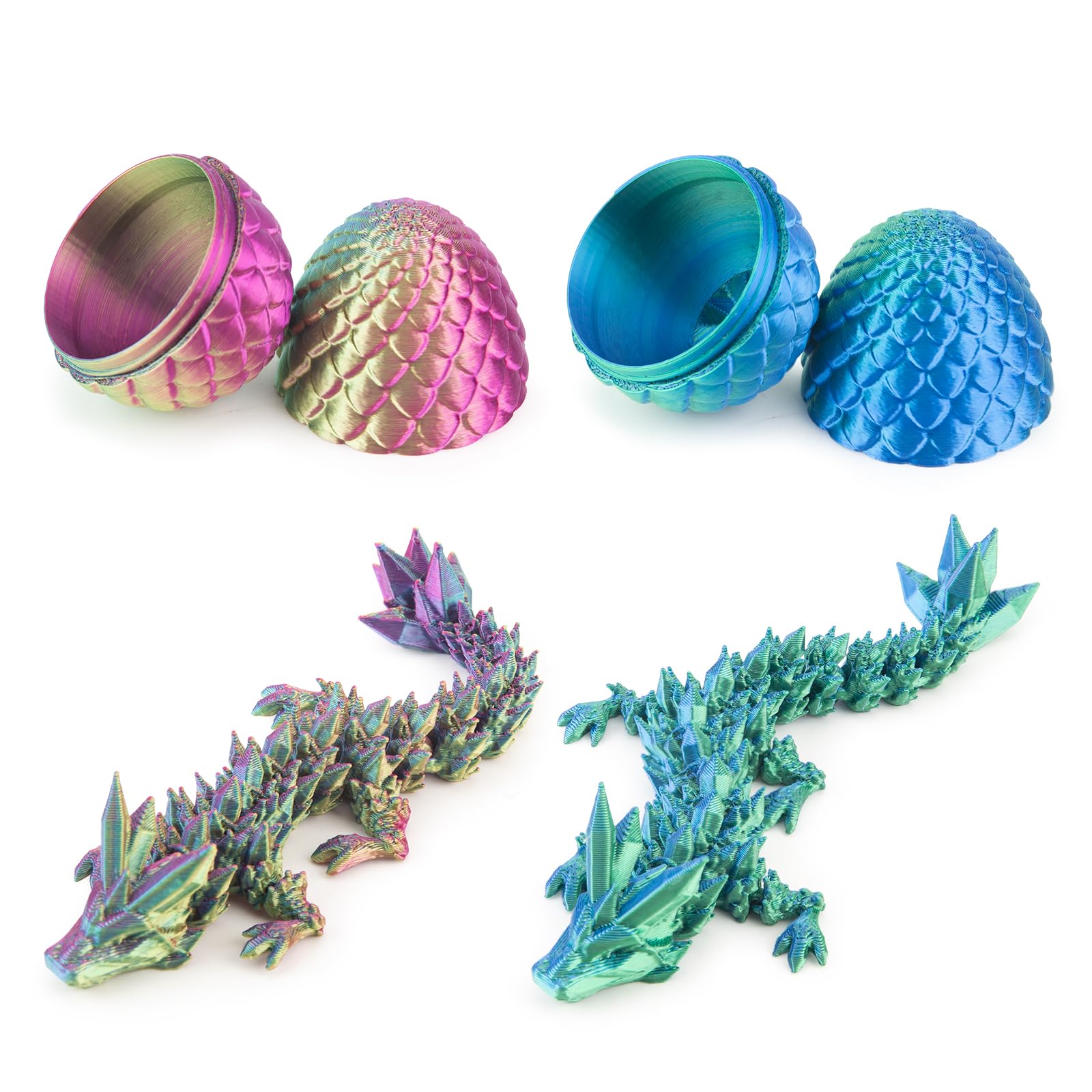 Dxldfks dragon egg 3D-printed close-up shows gradient colors for desk decor.