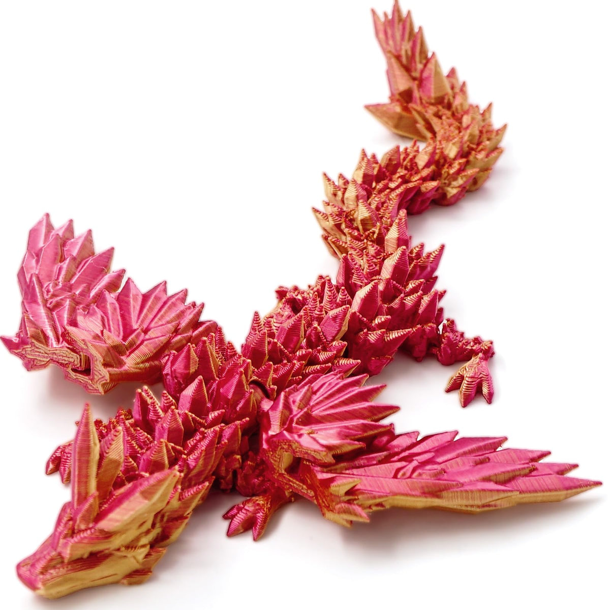 Dxldfks red gold dragon front view with gradient finish for a bold desk accent