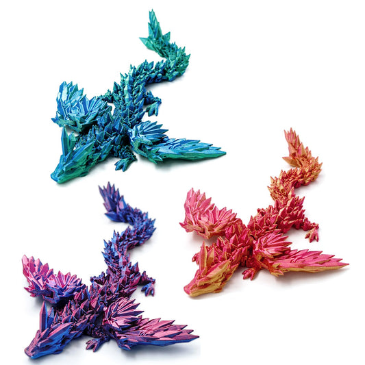 Dxldfks dragon with wings nine-inch front view showcases movable joints for dynamic desk display.