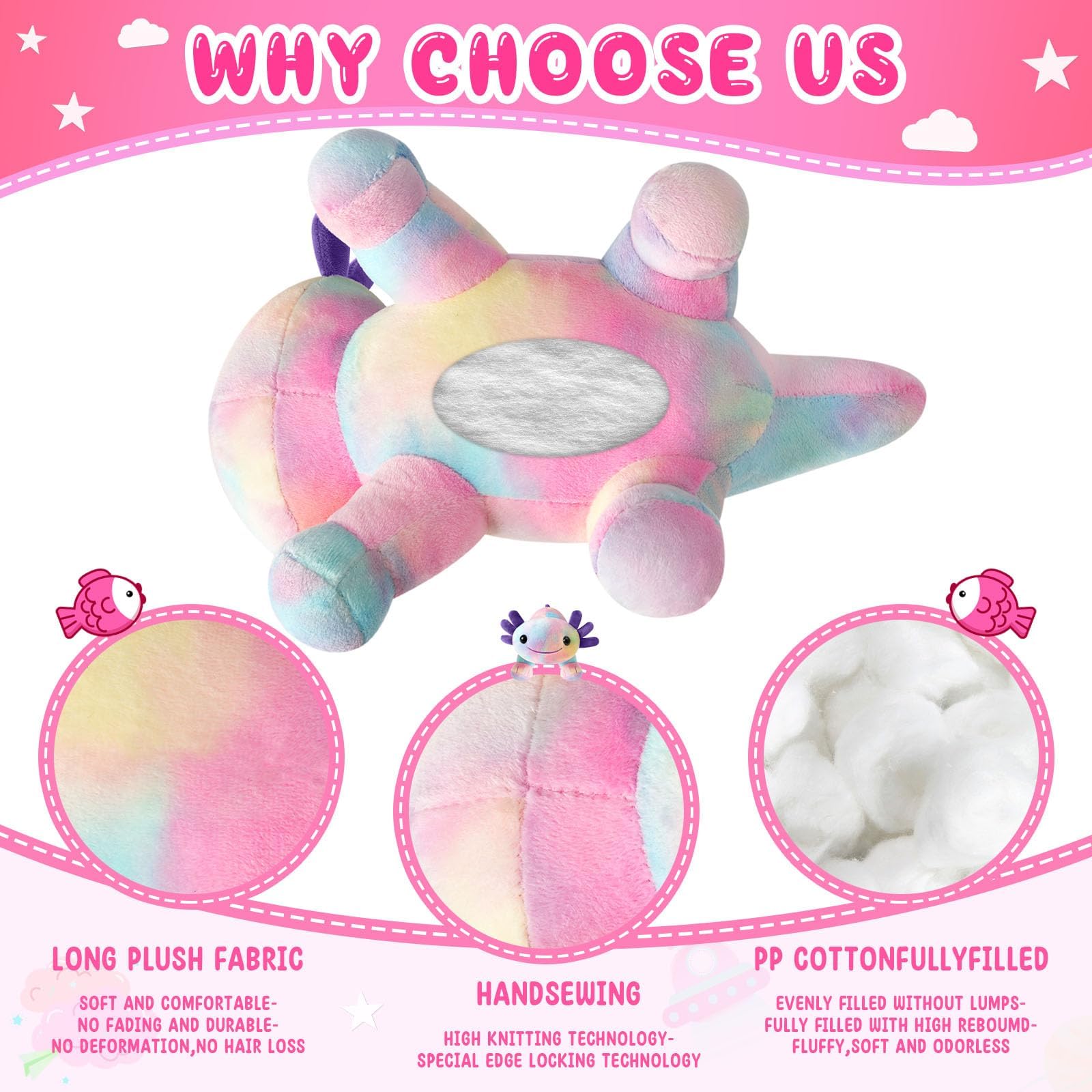 DYBFONO Axolotl plush as a playtime companion for imaginative games.