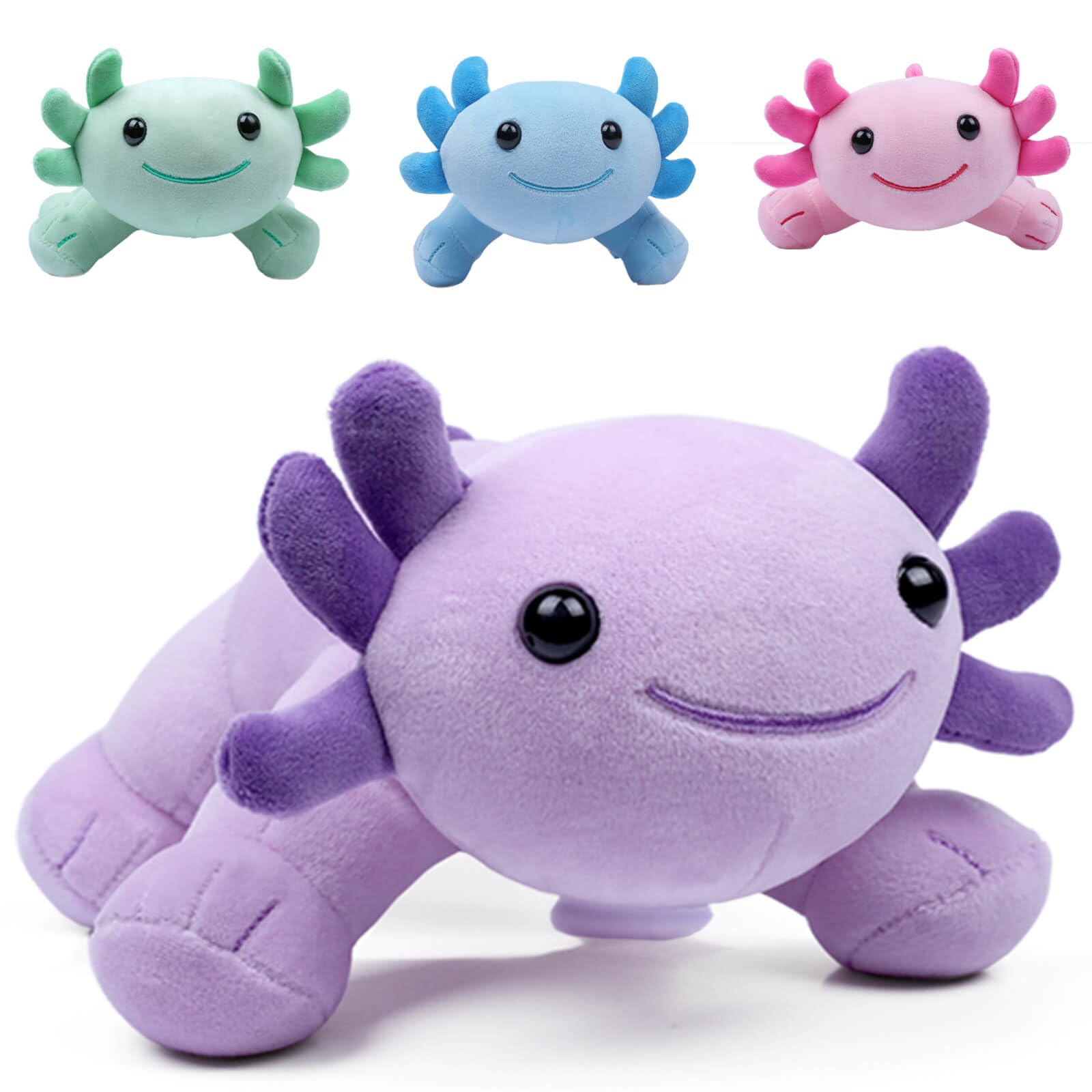 DYBFONO Axolotl plush toy, 10.8-inch, cozy cuddle companion for kids.