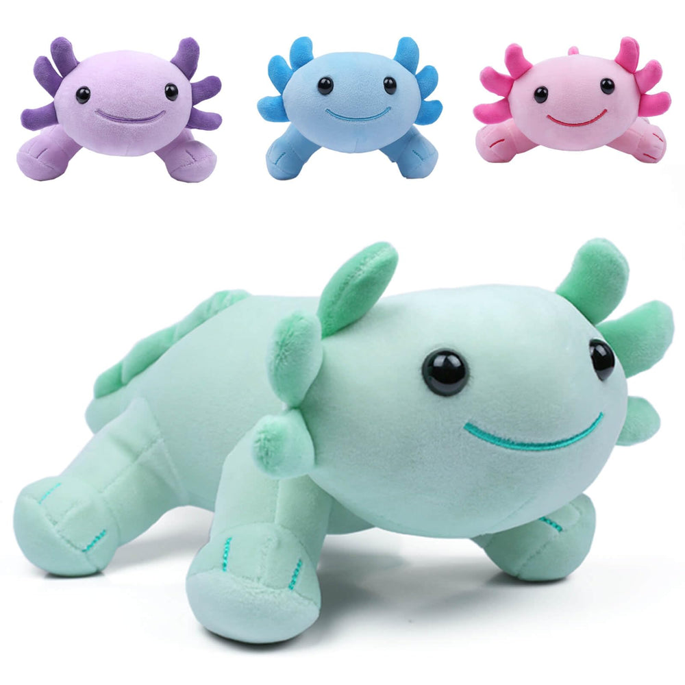 DYBFONO Axolotl Plush Toy face with a friendly smile for cozy playtime