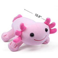 DYBFONO Axolotl plush toy pink side emphasizes flexible hug-friendly design.