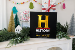 DYCE History Channel Trivia Deluxe Edition components laid out for quick setup and group play