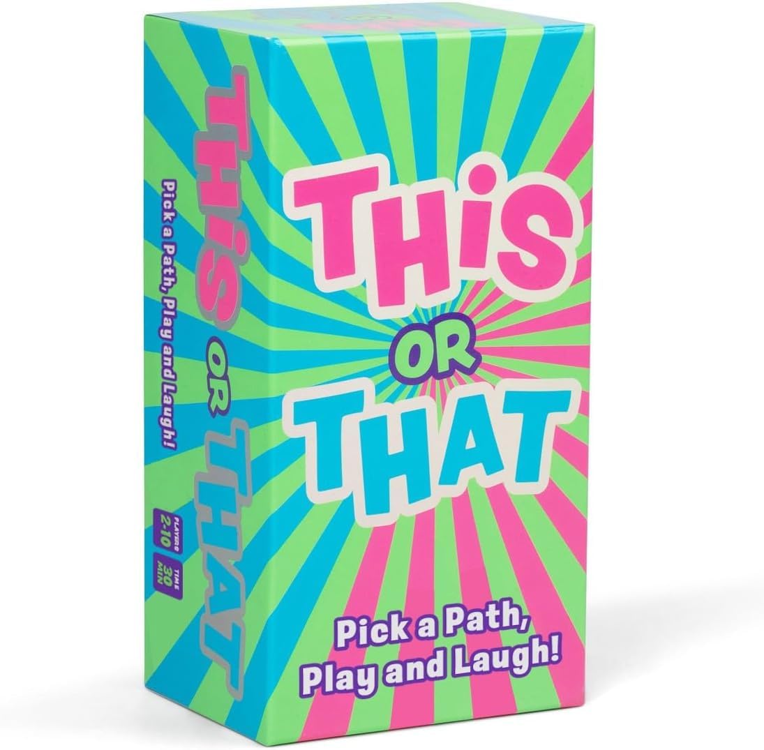 DYCE This or That card pile showcasing fun options for family game night.