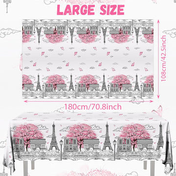 Dydamud 70.8x42.5 inch Paris tablecloth, sturdy and disposable for events.
