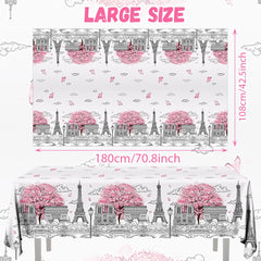 Dydamud 70.8x42.5 inch Paris tablecloth, sturdy and disposable for events.