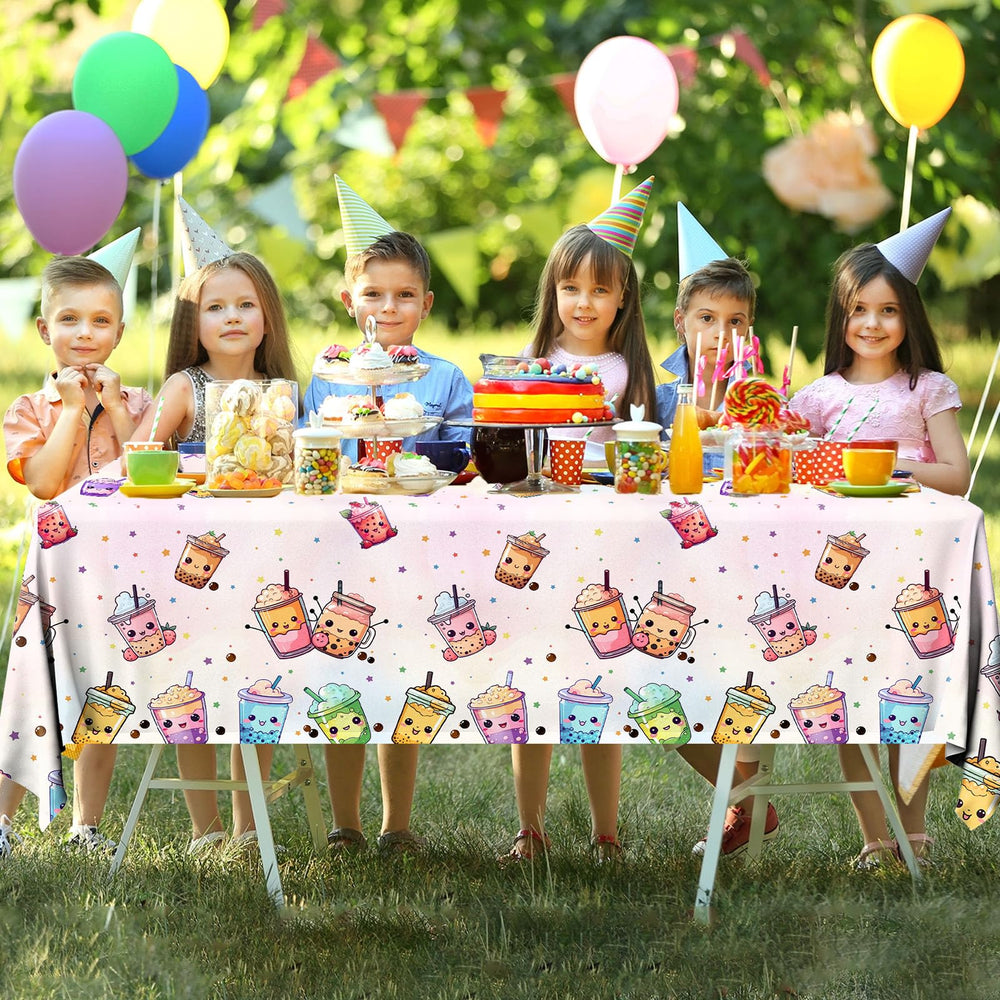 Dydamud boba tea birthday decoration tablecloth for themed events.