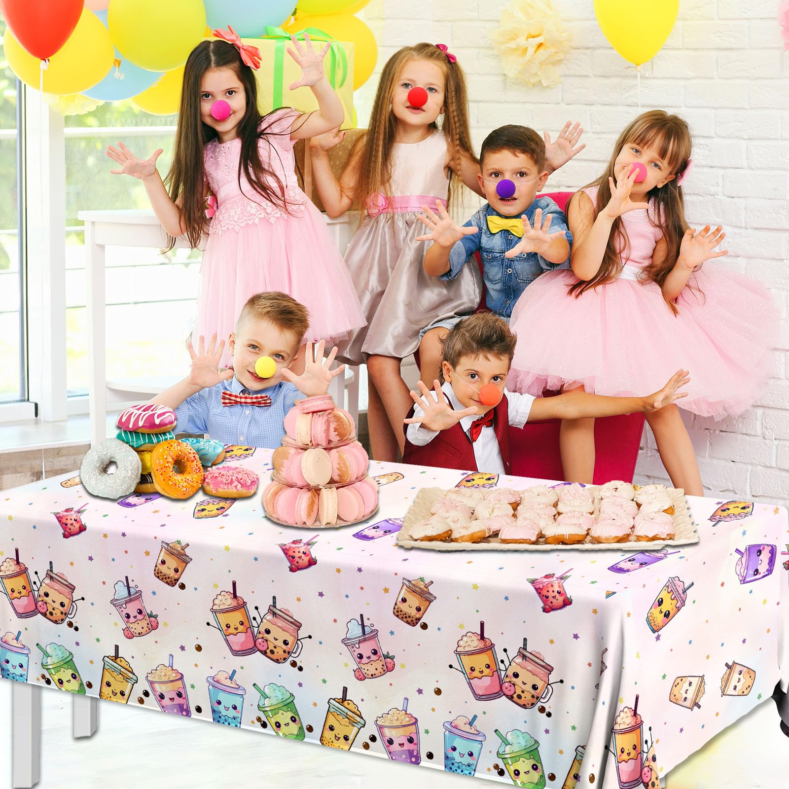 Dydamud disposable boba party tablecloth helps quick cleanup after the party.