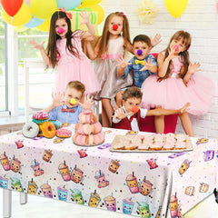 Dydamud disposable boba party tablecloth helps quick cleanup after the party.