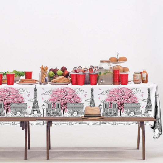 Dydamud Eiffel Tower design closeup, durable PE material protects tables from spills.