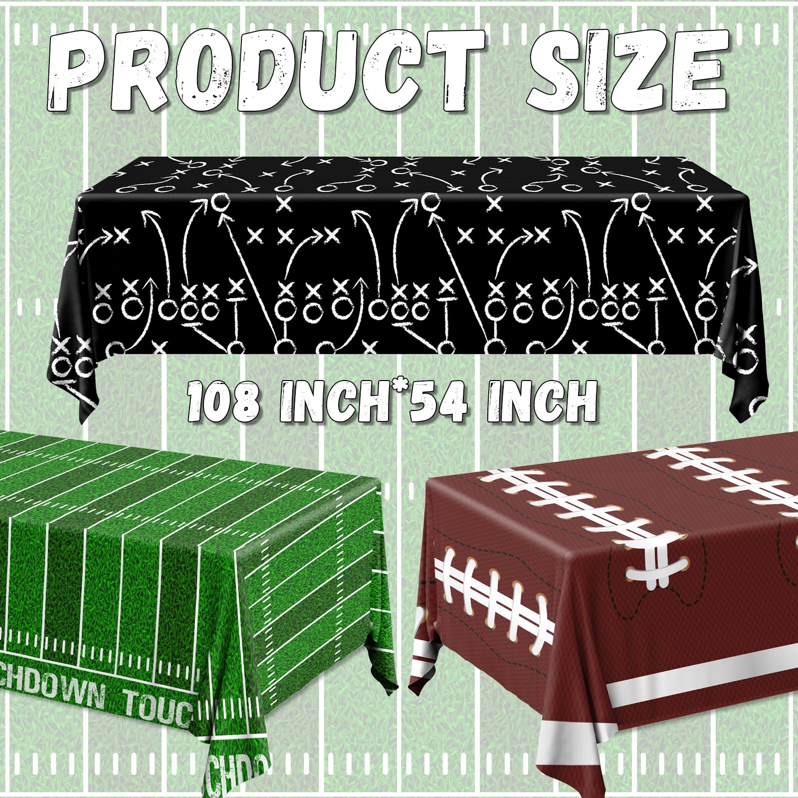 Dydamud football tablecloth design B adds lively field motif for game day decor.