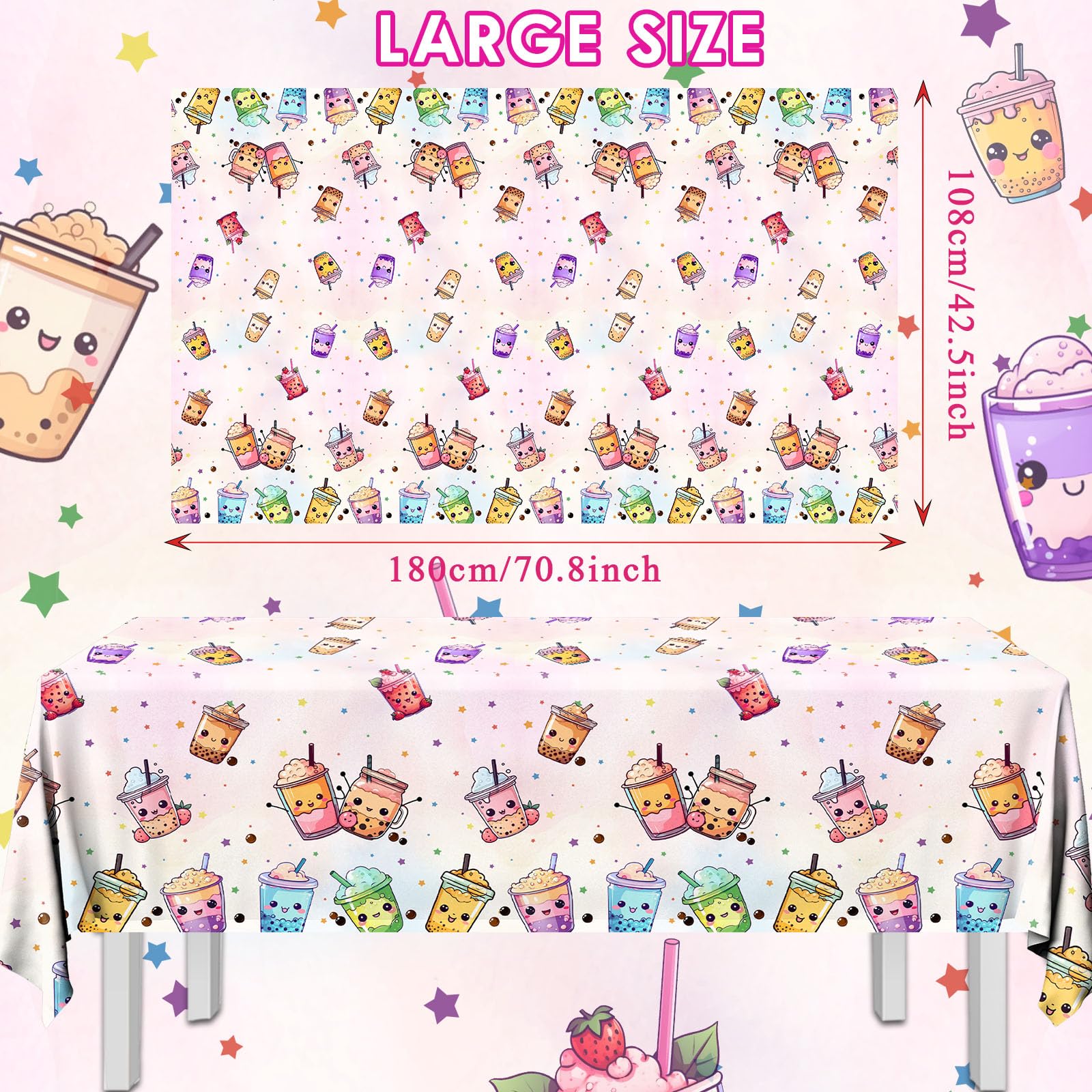 Dydamud indoor outdoor boba tablecloth suitable for varied party atmospheres.