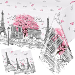 Dydamud Paris tablecloth 3pc set, waterproof and disposable for easy cleanup.