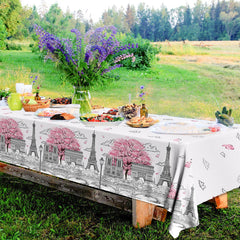 Dydamud plastic tablecloth Eiffel pattern, perfect for baby showers and weddings.