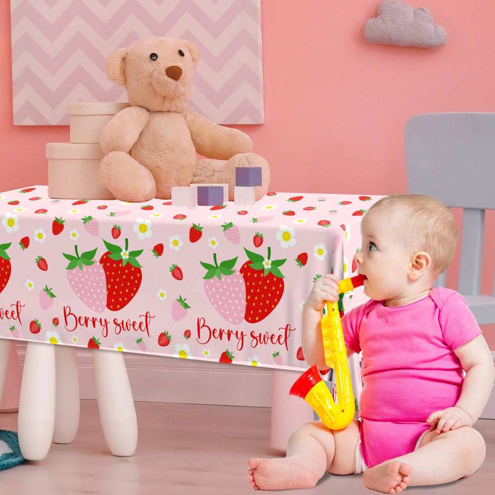 Dydamud strawberry tablecloth suitable for indoor and outdoor berry-themed events.