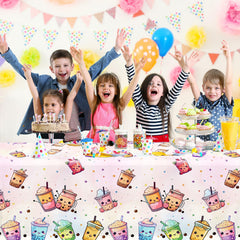 Dydamud waterproof bubble tea tablecloth for indoor or outdoor celebrations.