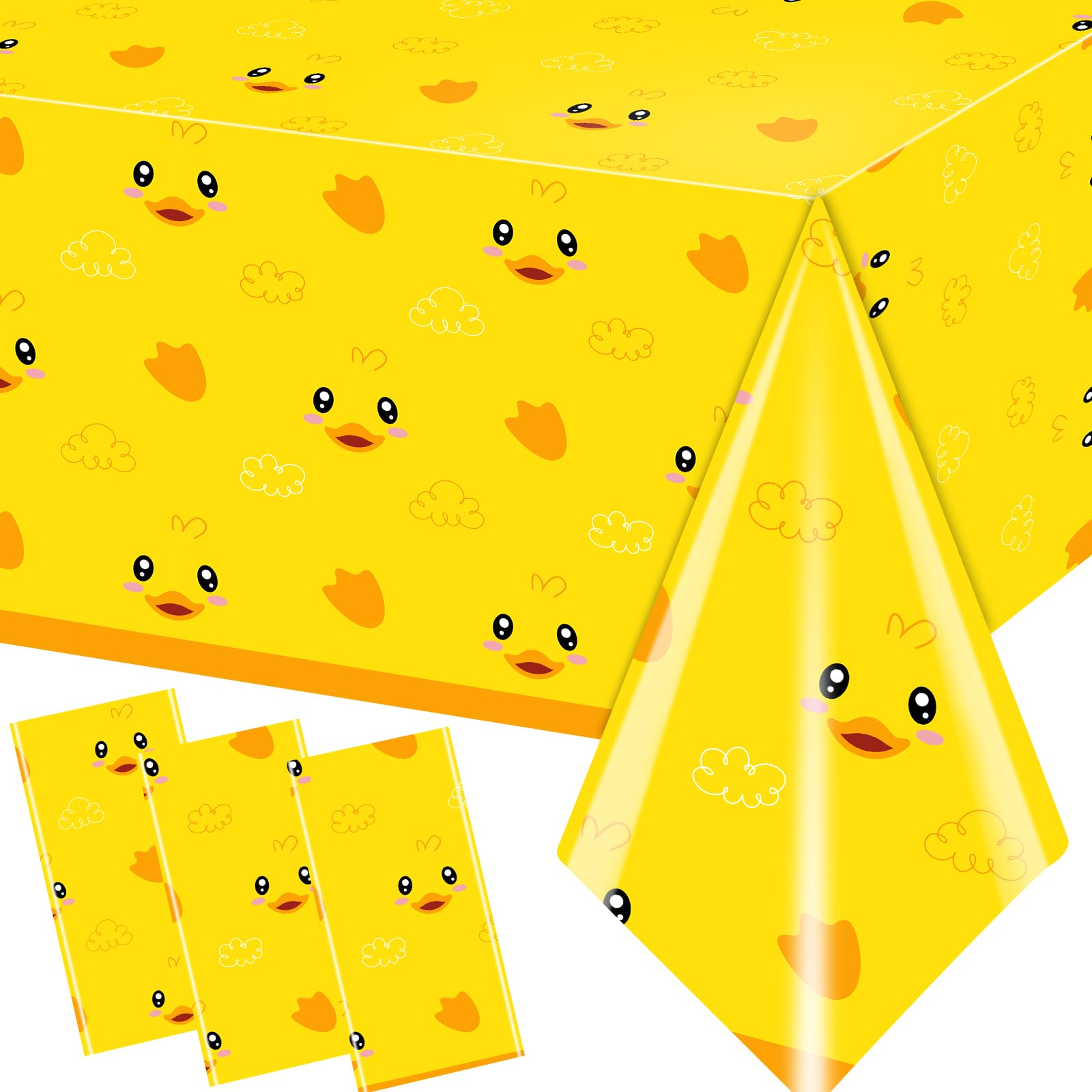 Dydamud yellow duckie tablecloth 3-piece set for parties and easy cleanup.