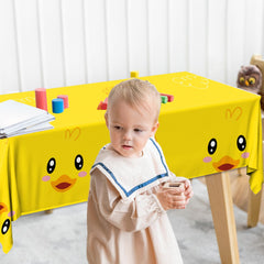 Dydamud yellow duckie tablecloth with bright duck design for festive decor.
