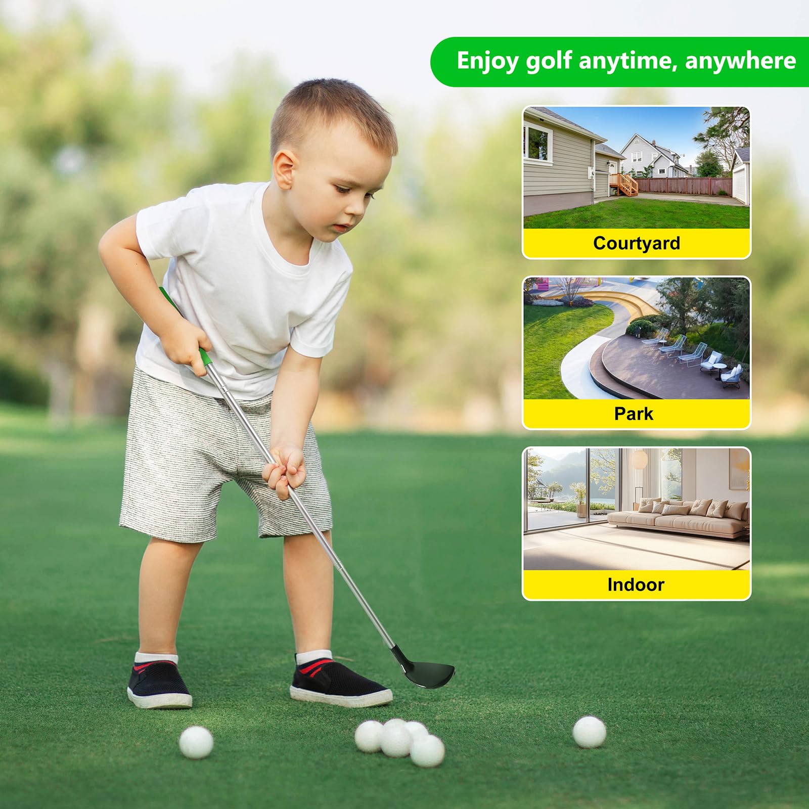 Dyienocs kids golf clubs set: flag poles for flexible mini course layouts.