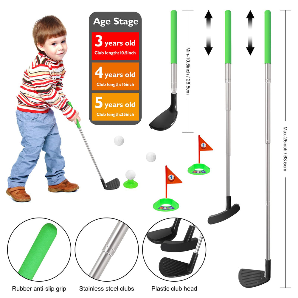 Dyienocs kids golf clubs set: lightweight setup for easy carriage and setup.
