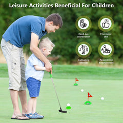 Dyienocs kids golf clubs set: mini course for family-friendly play at home or park.
