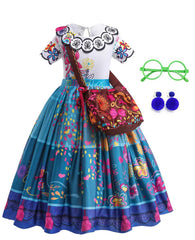 DYJJKM Mirabel blue costume dress for kids with a playful princess look, ideal for cosplay