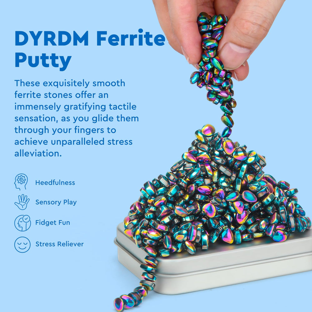 Close-up of DYRDM ferrite stones showing tactile texture for focus.