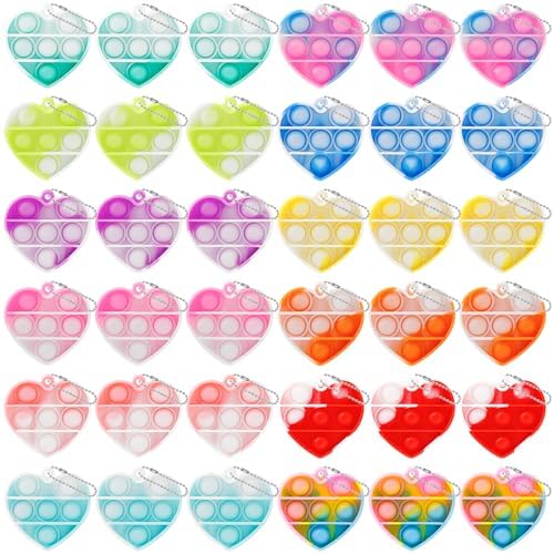 DZLUSJ Valentine mini pop bubble keychain heart in vibrant color for on-the-go stress relief