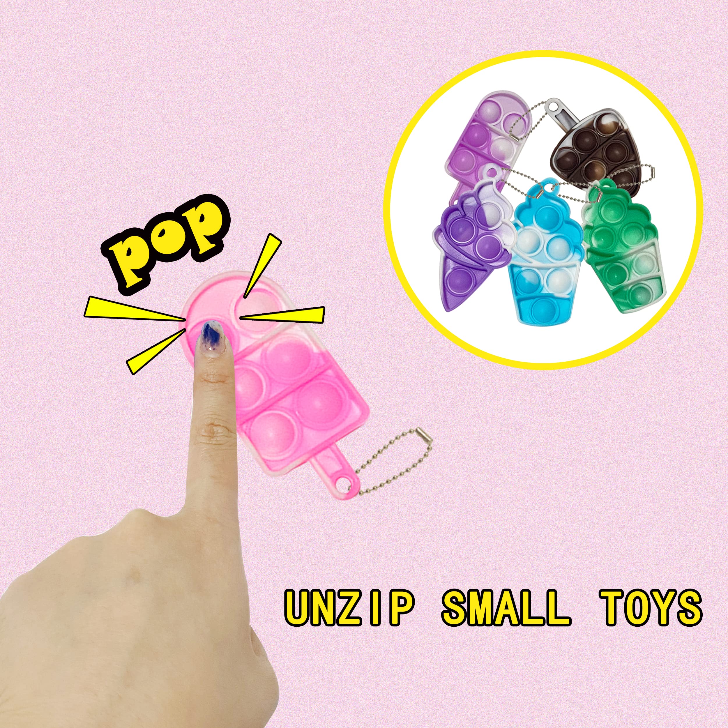 DZLUSJ Ice Cream Pop Keychain—soft silicone texture with satisfying popping action