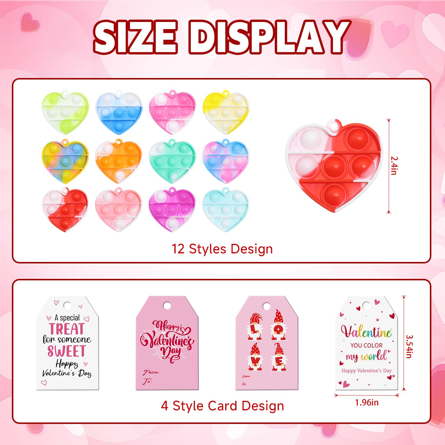 DZLUSJ Valentines pop keychain with 12 colors display for colorful sensory play.